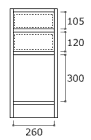 袖キャビネットR-300-SDL、R-300-SDR内寸法（クリックで拡大表示）